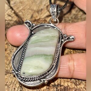 Bog Wood Green Larsonite Pendant 2 1/2”